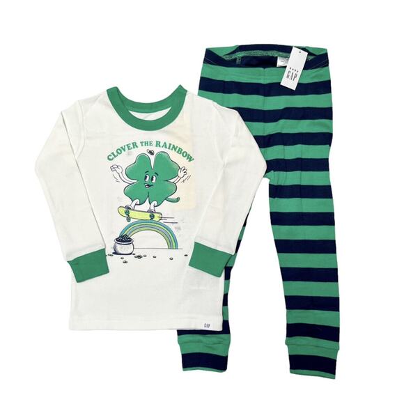 NWT Gap Organic Cotton Shamrock PJs Size 5 - Picture 1 of 5